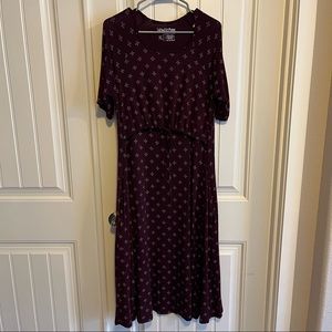Latched Mama Drawstring Midi Nursing Dress- Burgundy Print